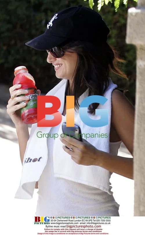 Penelope Cruz with Gatorade after workout