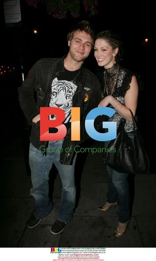 Brian Mcfadden and Delta Goodrem at Aura Bar, London