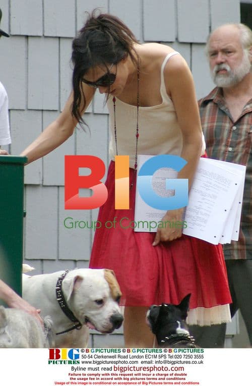 Famke Janssen walks dog on Sunset BLVD