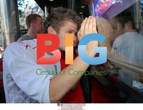England fans watch match through pub windows