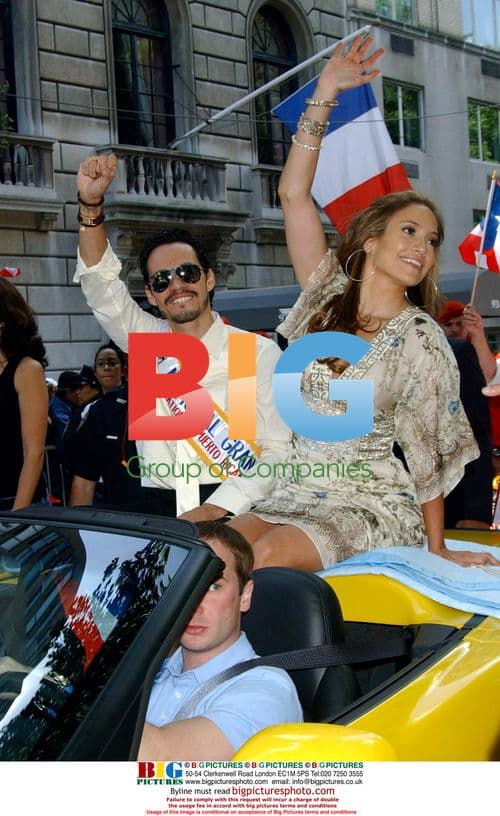 Marc Anthony, Jennifer Lopez and Mayor Bloomberg at Puerto Rican Parade
