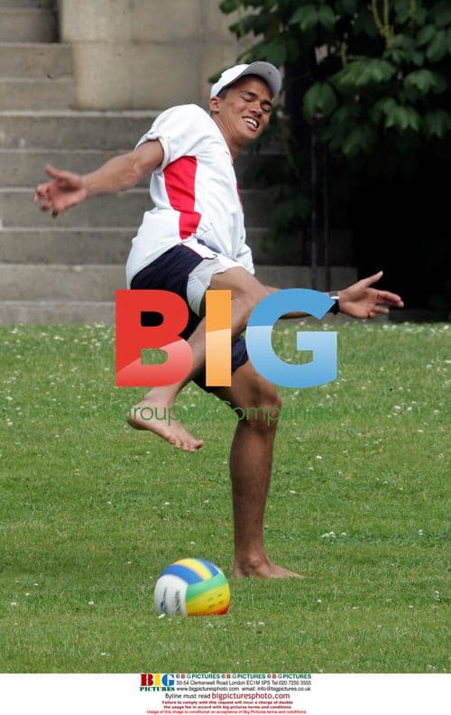 Footballer Jermaine Jenas relaxes during break