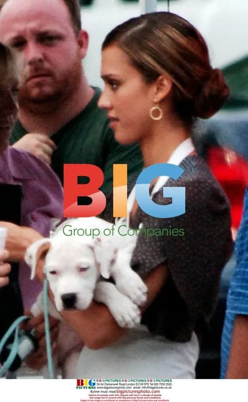Jessica Alba on set of 'Bill' with puppy