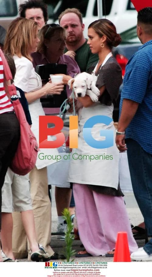 Jessica Alba with puppy on 'Bill' film set