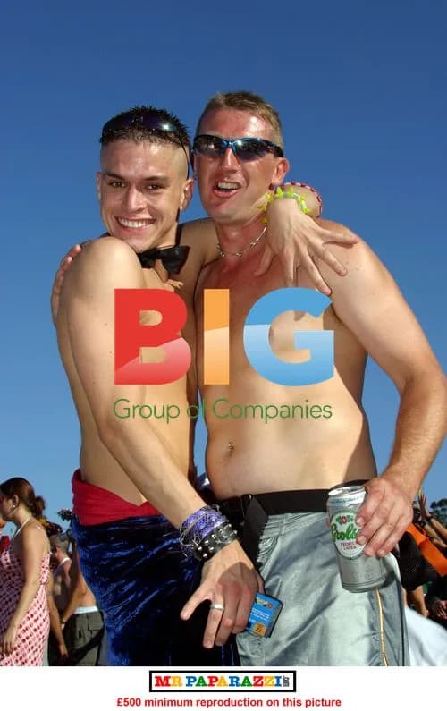 Pete Bennett drinking at music festival