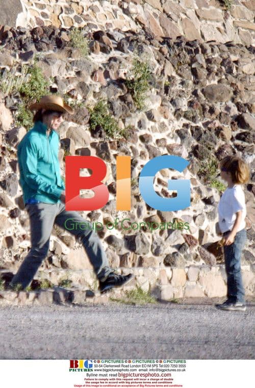 Mick Jagger and son Luca at Teotihuacan pyramids