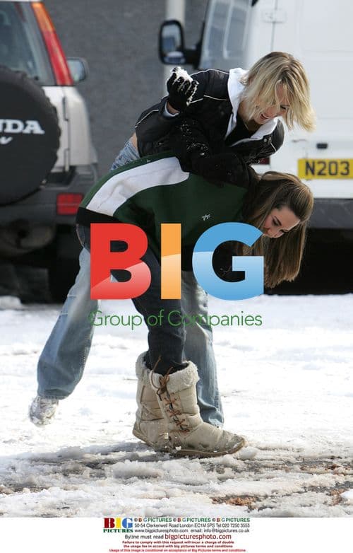 Actors in a Snowy Snowball Fight