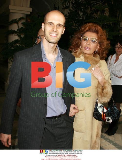 Sofia Loren & Son Eduardo Ponti Leaving Hotel
