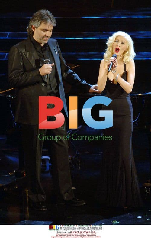 Christina Aguilera and Andrea Boccelli at Italian Music Festival