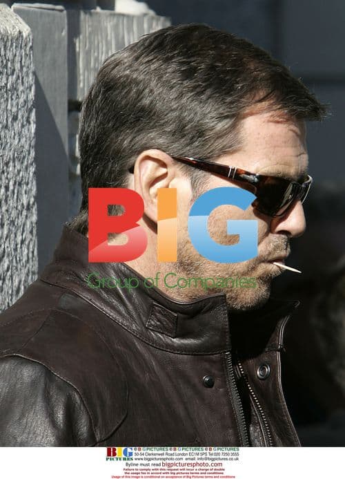 Pierce Brosnan on film set in Vancouver