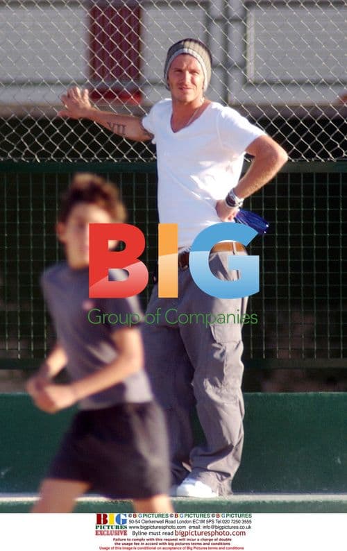 David Beckham and sons playing football in Madrid