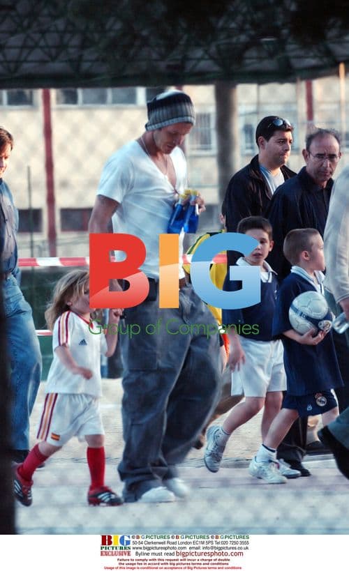 David Beckham plays football with sons in Madrid