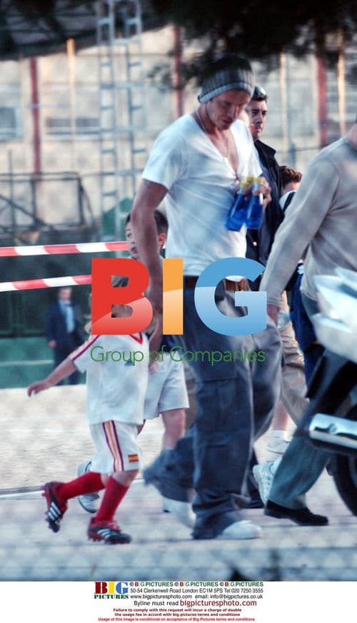 David Beckham plays football with sons in Madrid