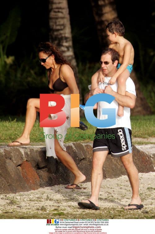Robson Green and family on Caribbean beach