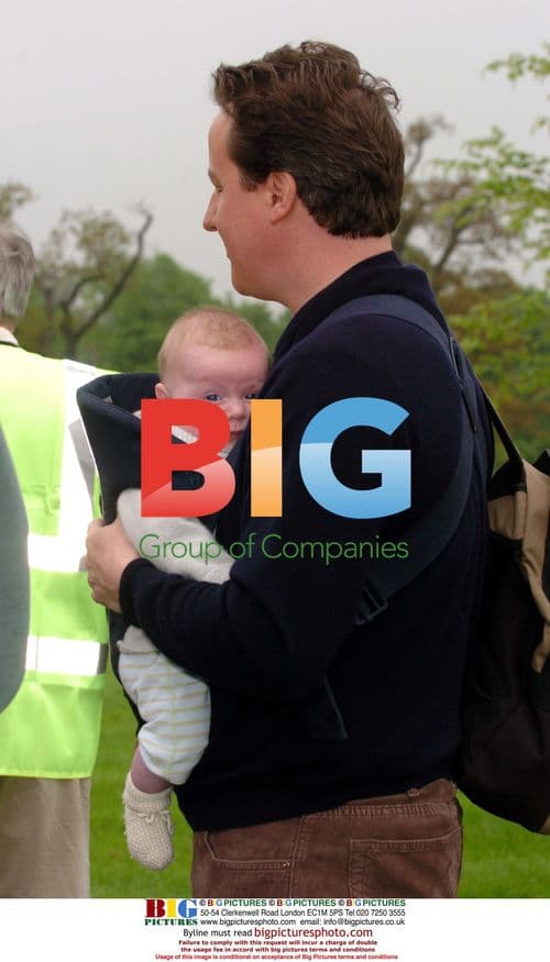 David Cameron with 3-month-old son Authur