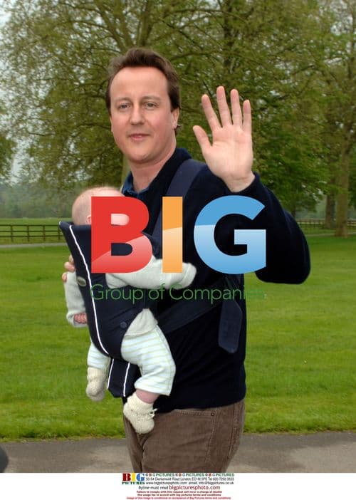 David Cameron with baby son Arthur at Blenheim Palace