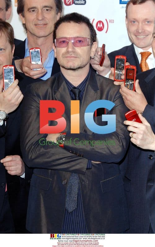 Bono and Bobby Shriver at Motorola RED launch