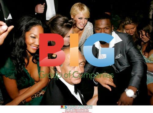 Fawaz Gruosi, Paris Hilton and 50 Cent at De Grisogono Party