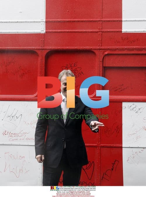 Tony Blair Poses on England Supporters Bus