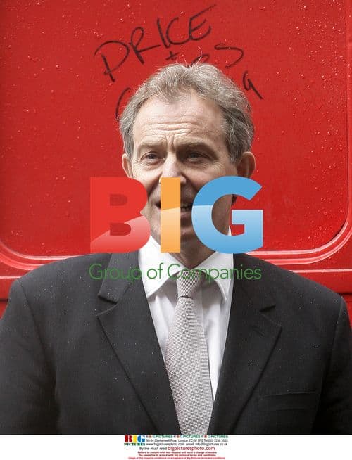 Tony Blair Poses on England Supporters Bus