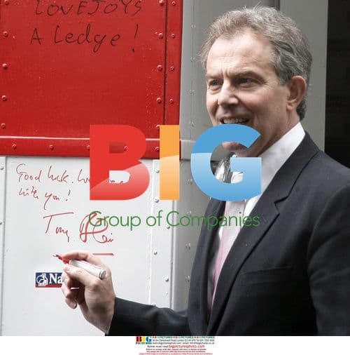 Tony Blair Poses on England Supporters Bus