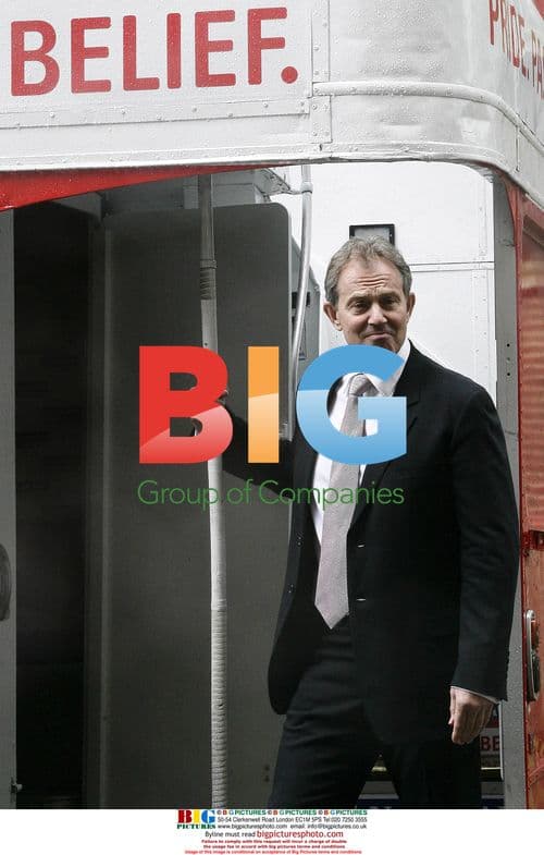 Tony Blair Poses on England Supporters Bus