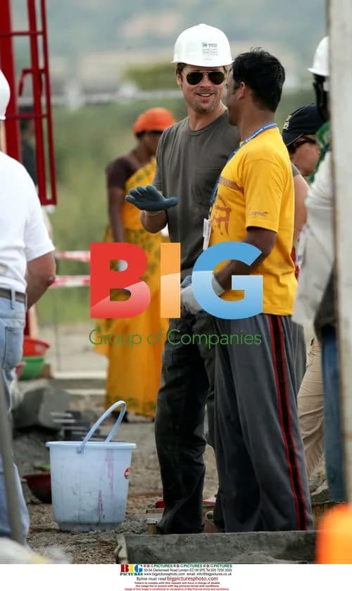 Brad Pitt helps build houses in India