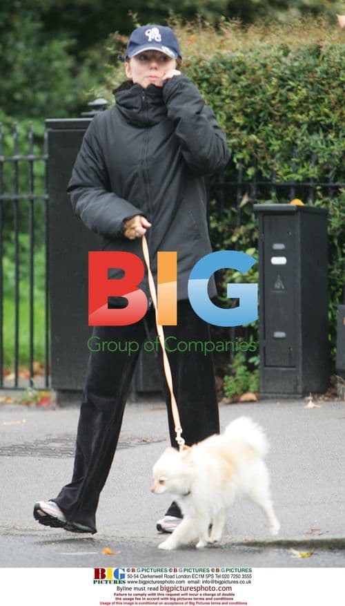 Geri Halliwell Strolling with Dog