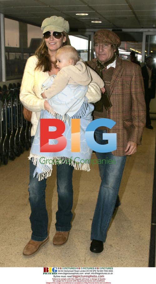 Rod Stewart and family depart Heathrow