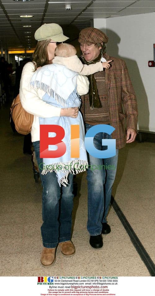 Rod Stewart and family depart Heathrow