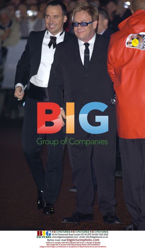 Elton John and David Furnish at Casino Royale Premiere