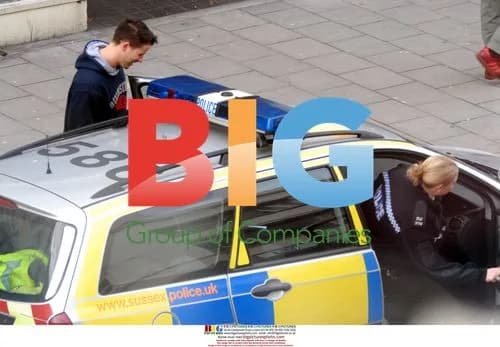 Heather Mills talks to police after car crash