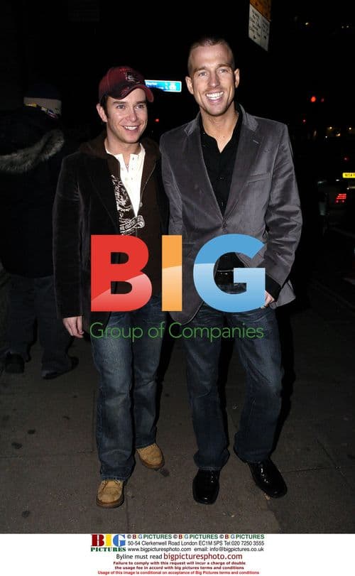 Steven Gately and Andy Cowles at Calum Best's cologne launch