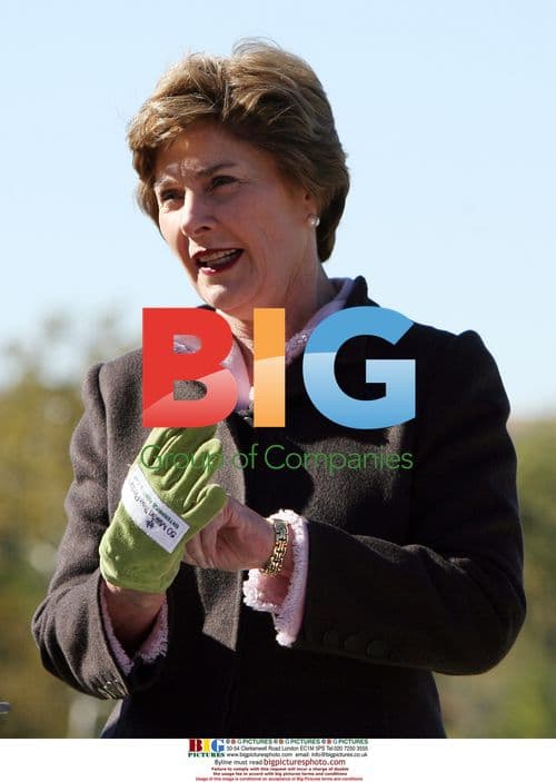 First Lady Laura Bush Planting Tree