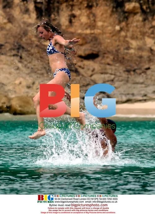 Tina O'Brien and Ryan Thomas on Greek beach