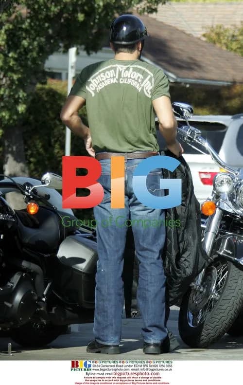 George Clooney riding Harley Davidson