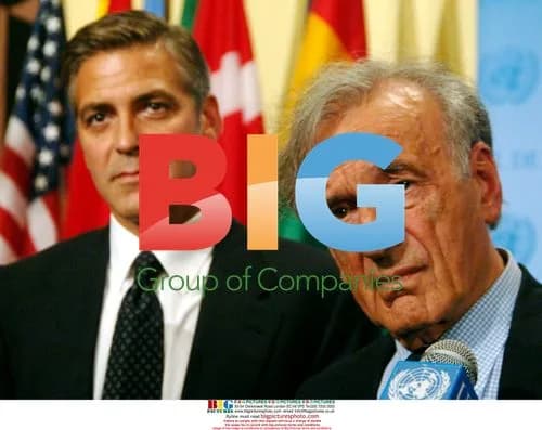 Clooney and Wiesel at UN Security Council meeting