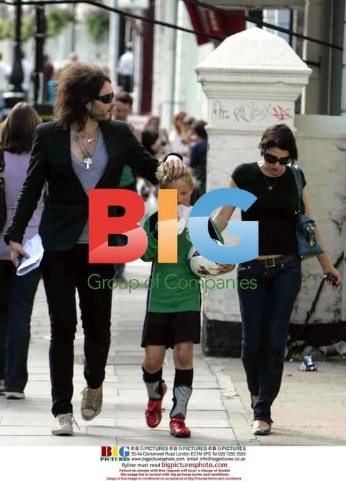 Russell Brand with Sadie Frost and son in London