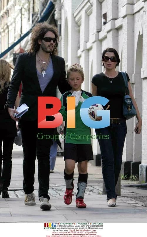 Russell Brand and Sadie Frost walking home from park