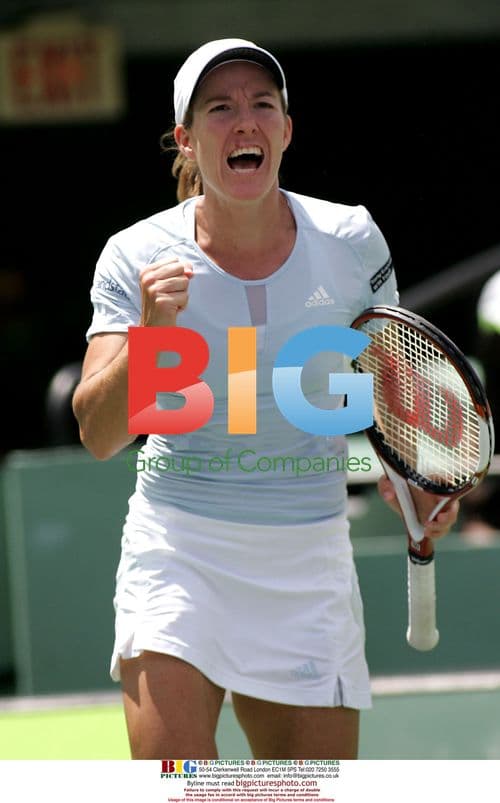 Henin Fist Pumps After Scoring Against Serena