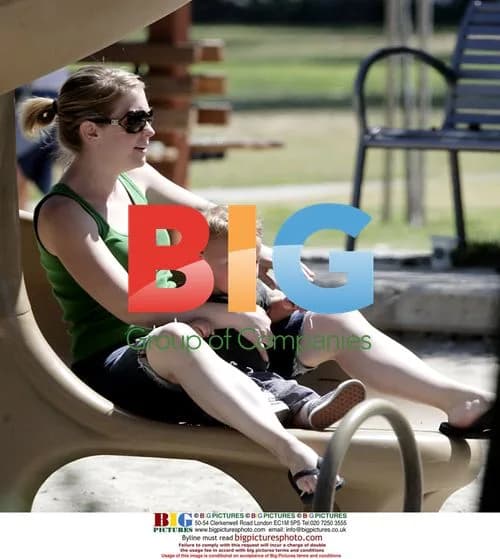 Melissa Joan Hart with son at park