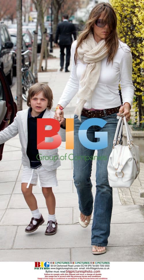 Liz Hurley and son step out in London