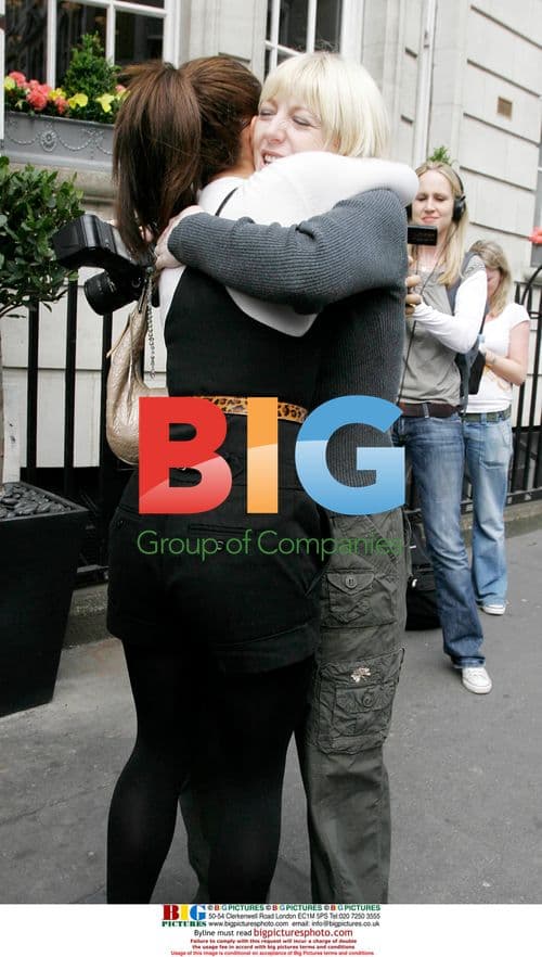 Cheryl Cole hugs Yvette Fielding outside London hotel