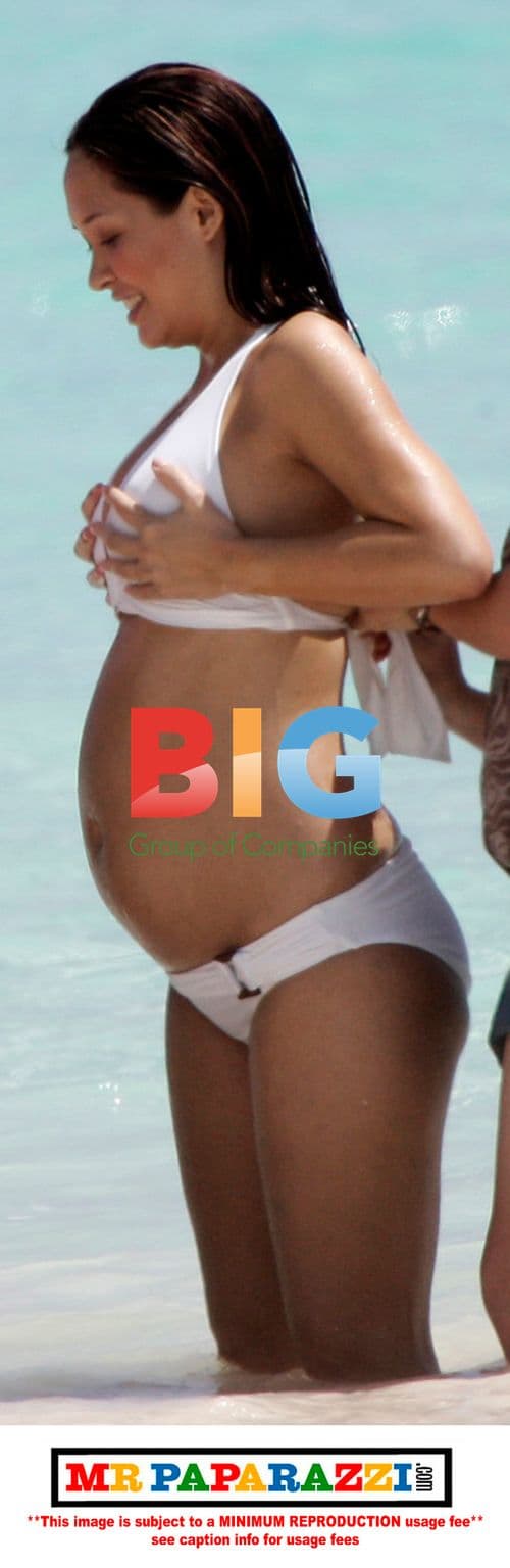 Pregnant Myleene Klass in M&S Swimwear Shoot