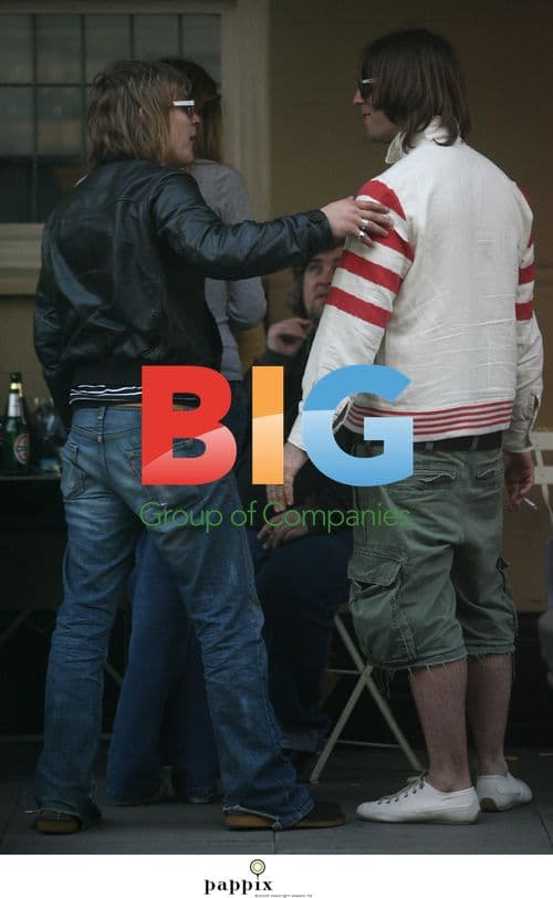 Liam Gallagher and brother Paul outside London pub