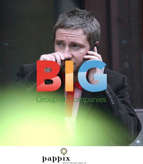 Martin Freeman chatting on phone in London