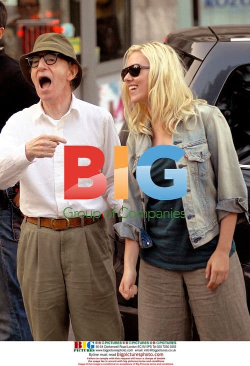 Woody Allen with Bardem and Johansson on set in Spain