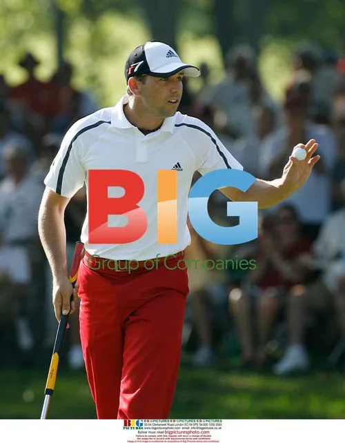 Sergio Garcia gestures to fans at PGA Championship