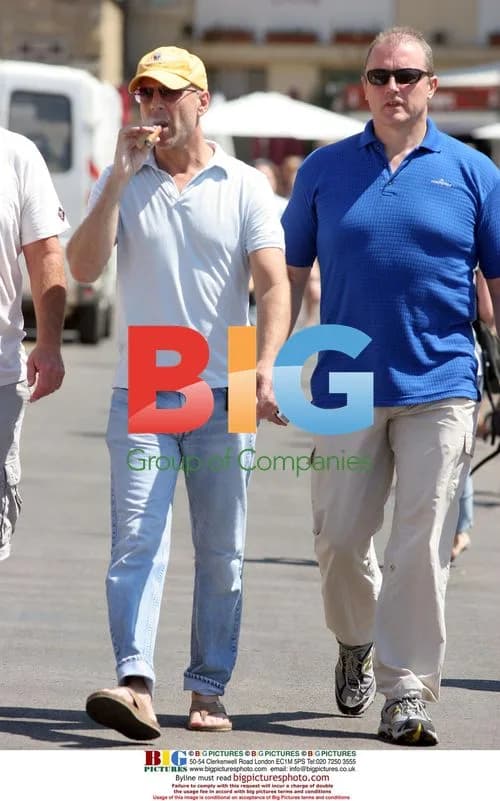 Bruce Willis with friends in Saint-Tropez
