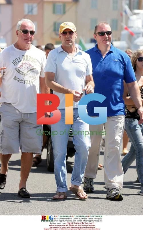 Bruce Willis with friends in Saint-Tropez